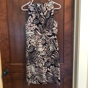 Navy and White Floral Patterned Dress